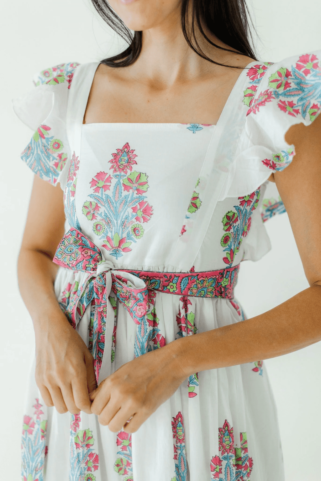 Victoria Dunn Sutton Lemon Drop Block Print Cotton Summer Dress - Dotique