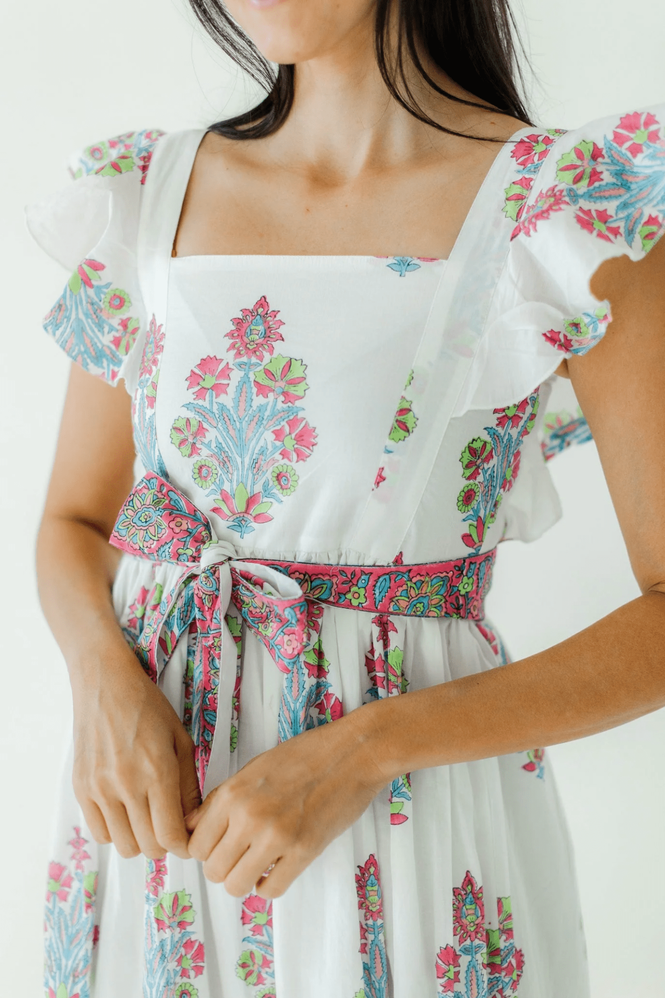 Victoria Dunn Sutton Lemon Drop Block Print Cotton Summer Dress - Dotique