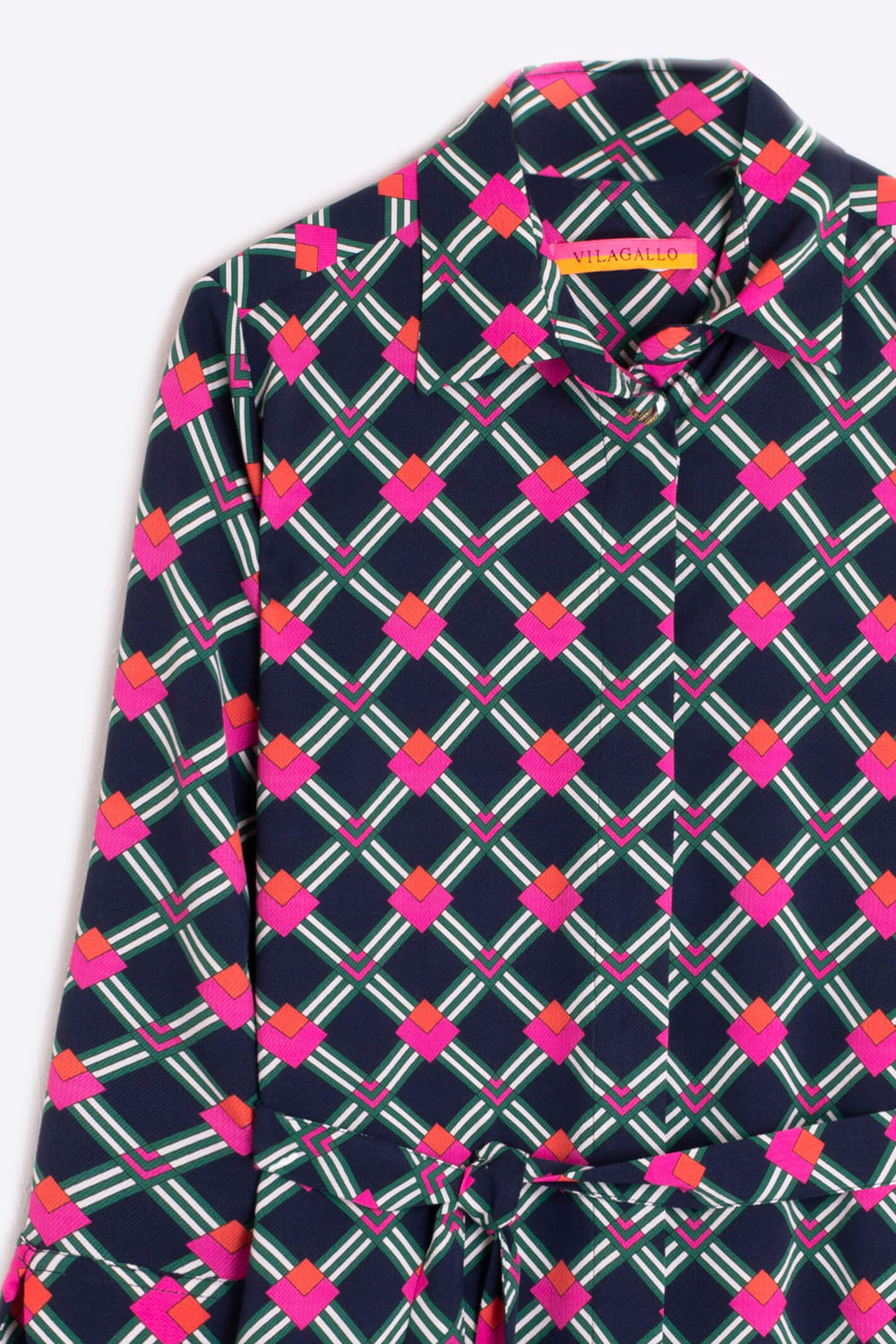 Vilagallo 30505 Navy Geometric Print Shirt Dress - Dotique