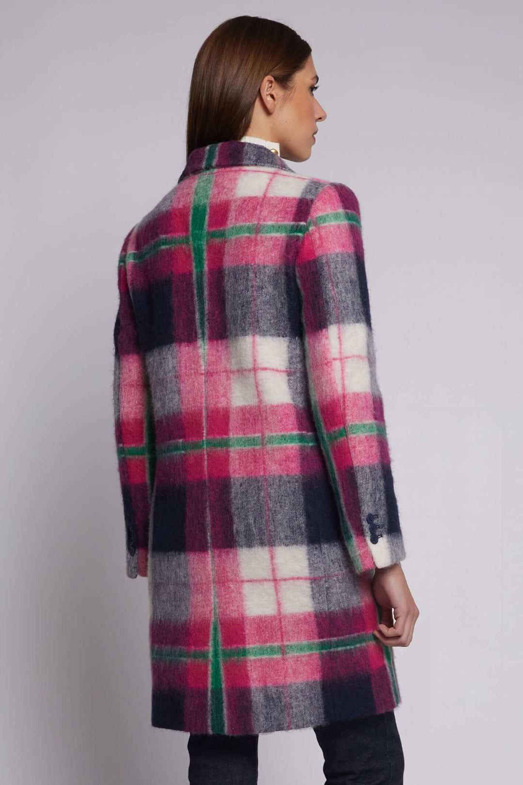 Vilagallo 30538 Pink Check Coat - Dotique