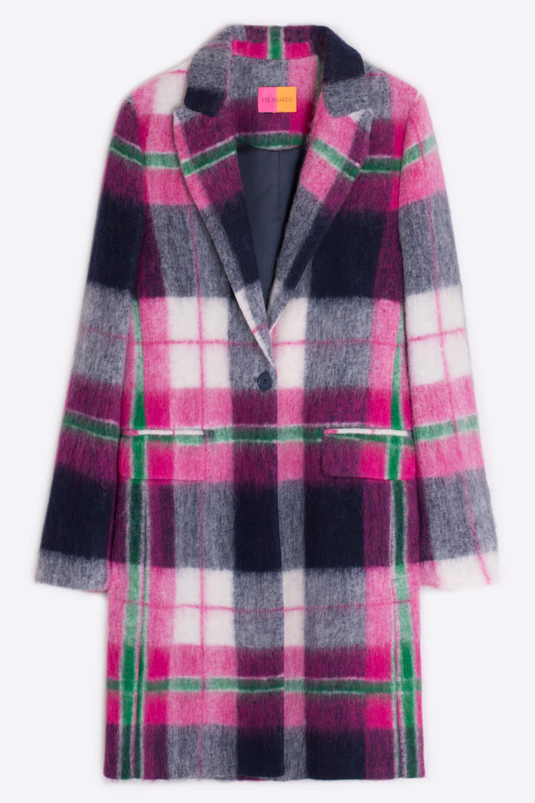 Vilagallo 30538 Pink Check Coat - Dotique