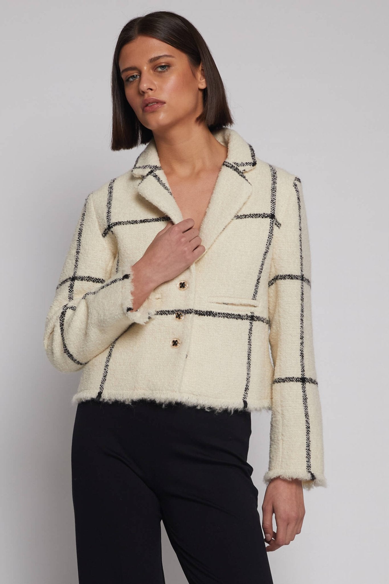 Vilagallo 30687 Cream Black Chanel Style Jacket - Dotique