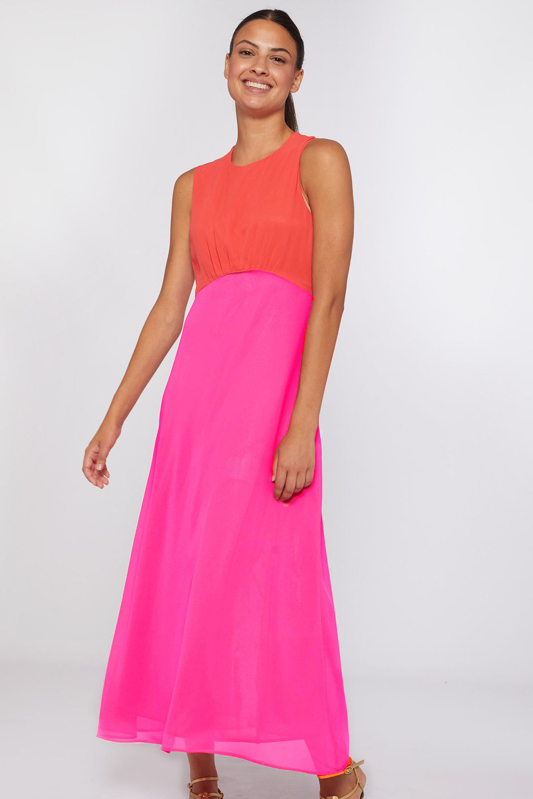 Vilagallo 31119 Grazia Pink Chiffon Sleeveless Dress - Dotique