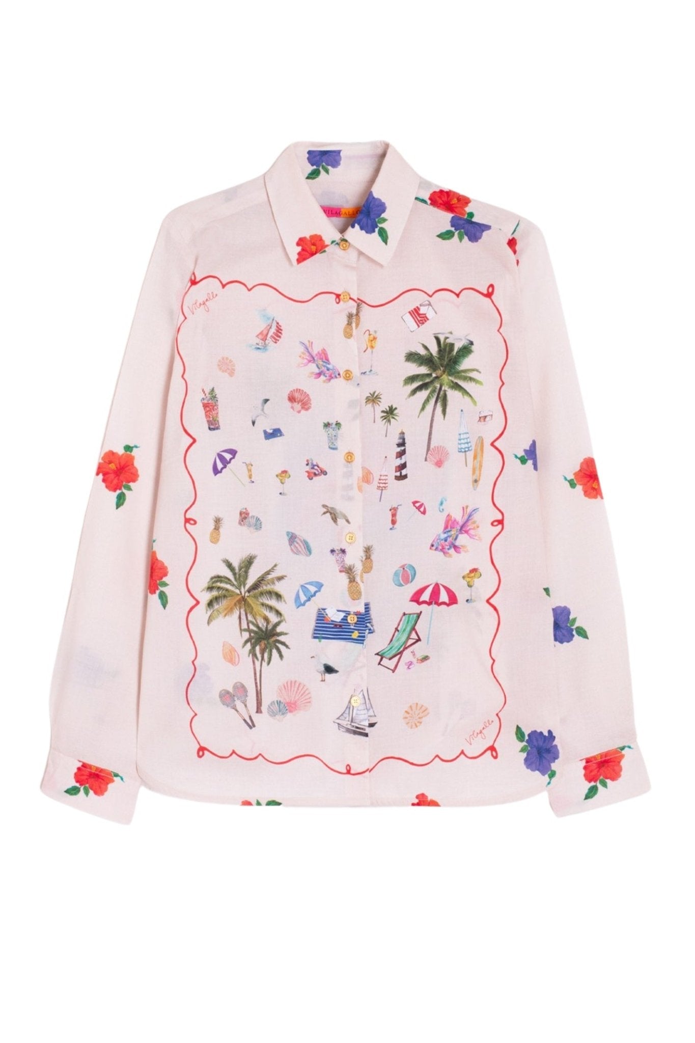 Vilagallo 31416 Shirt Isabella Menorca Print – Beach Elements & Menorca Silhouette by Vilagallo, shop Vilagallo at Dotique