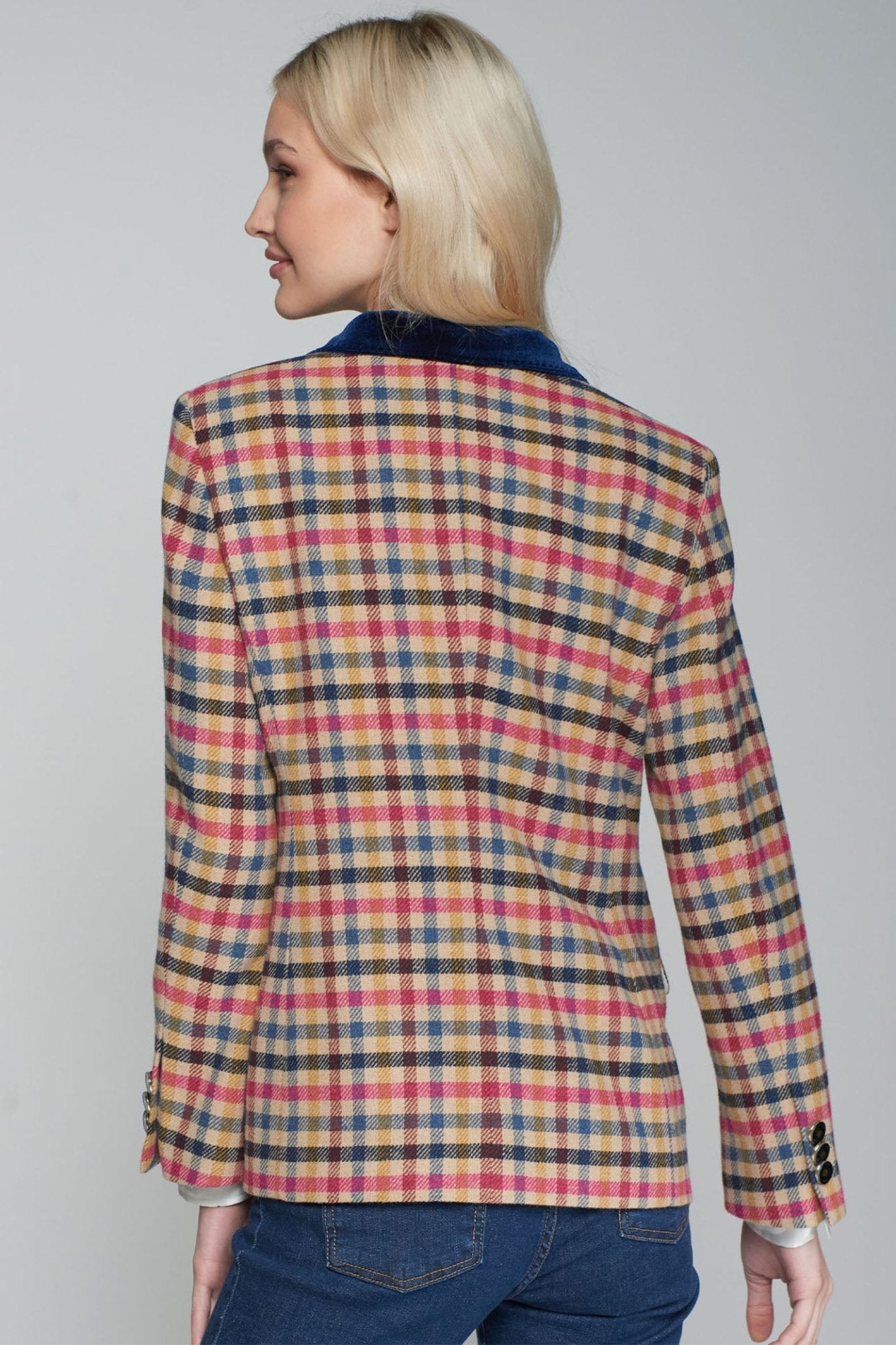 Vilagallo 31608 Jacket Brown Navy Multi Check - Dotique