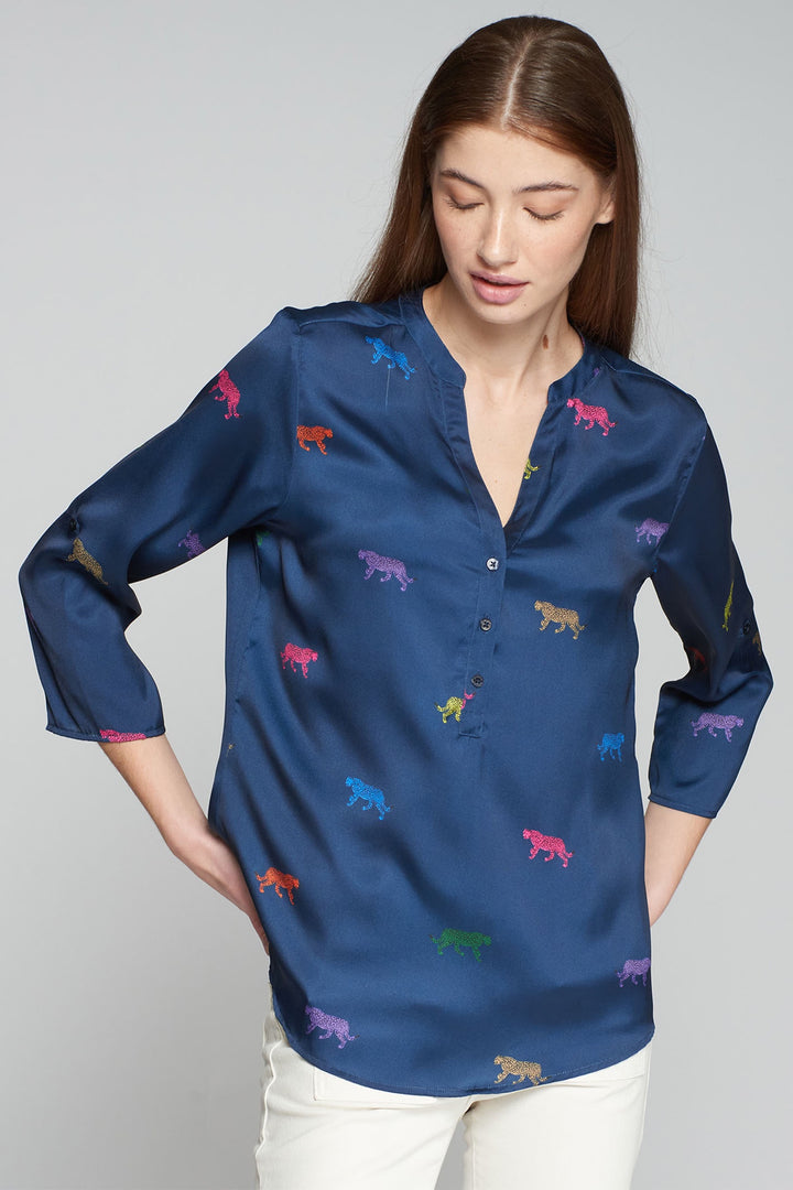 Vilagallo 31701 Blue Leopards Blouse - Dotique