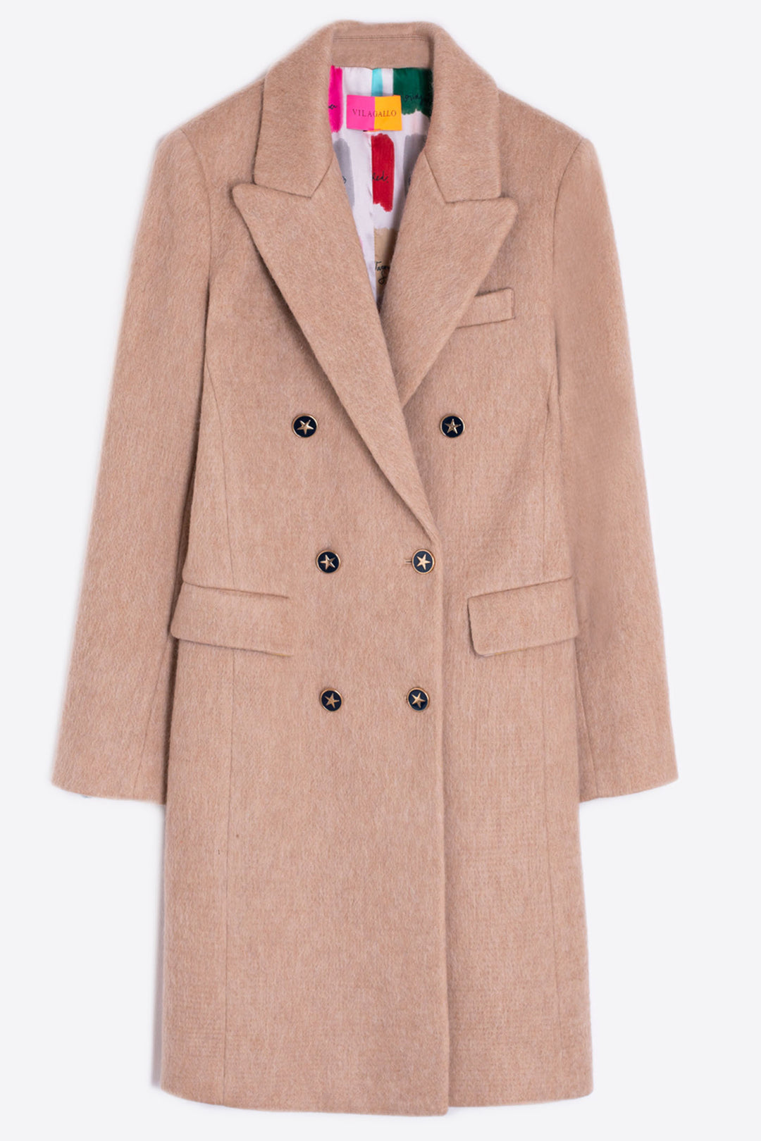 Vilagallo 31771 Beige Double Breasted Coat - Dotique