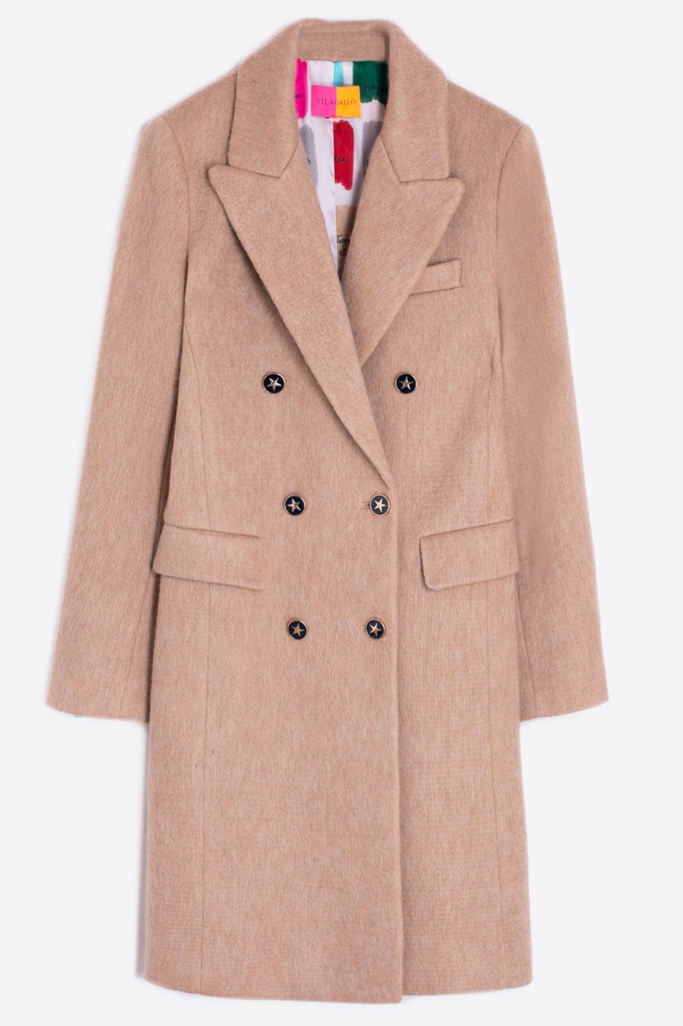 Vilagallo 31771 Beige Double Breasted Coat - Dotique