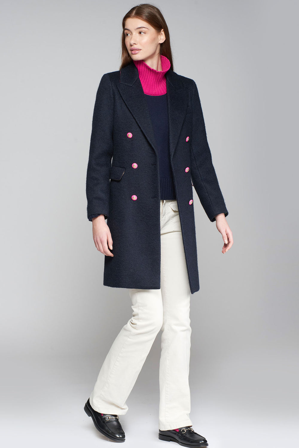 Vilagallo 31772 Navy Double Breasted Coat - Dotique