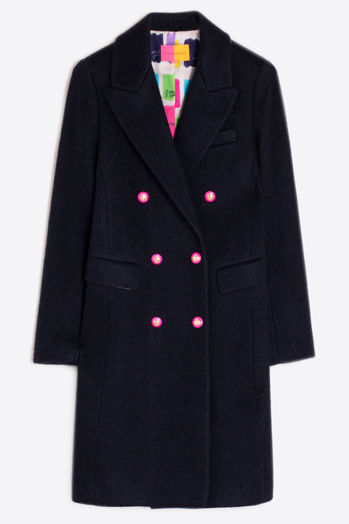 Vilagallo 31772 Navy Double Breasted Coat - Dotique