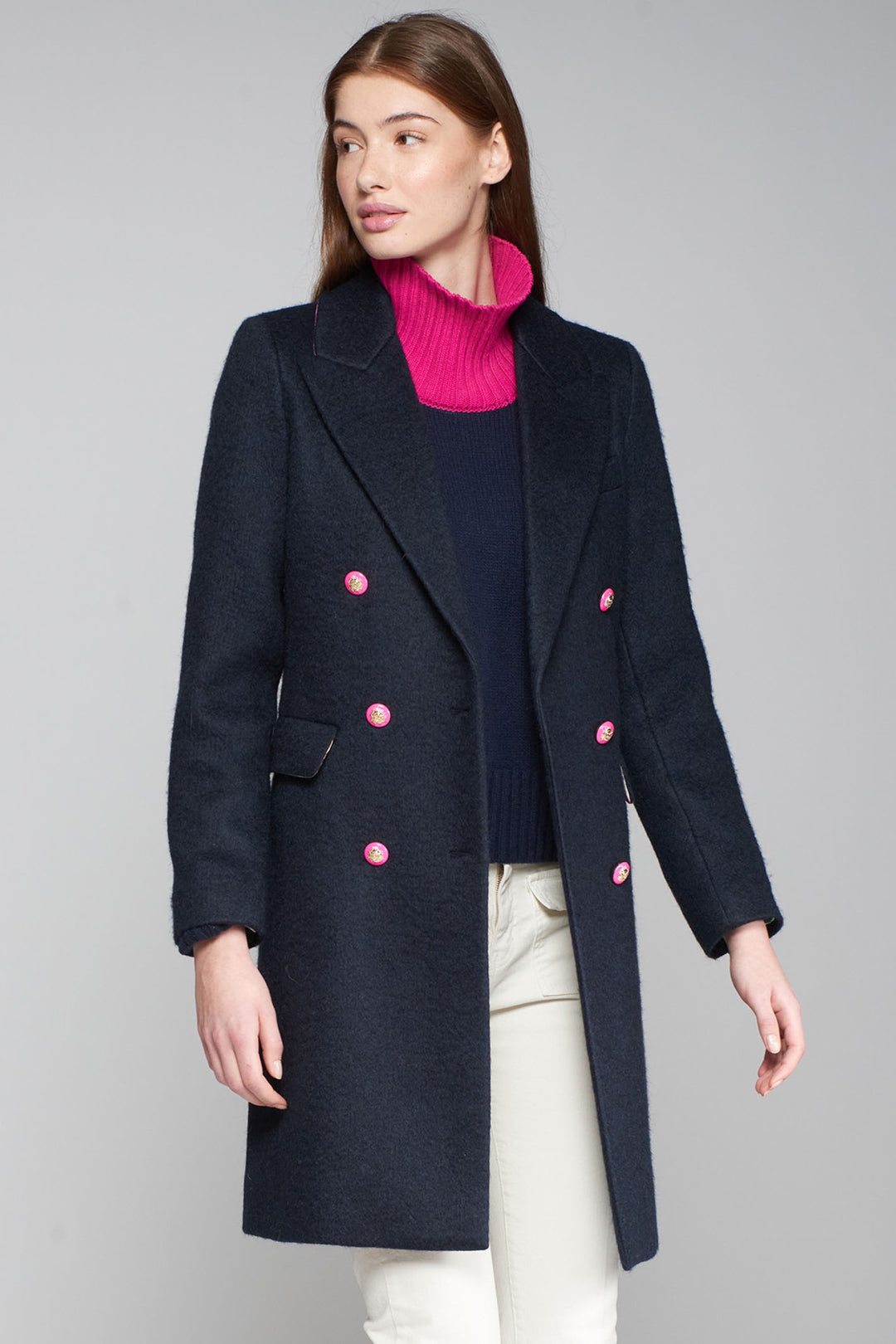 Vilagallo 31772 Navy Double Breasted Coat - Dotique