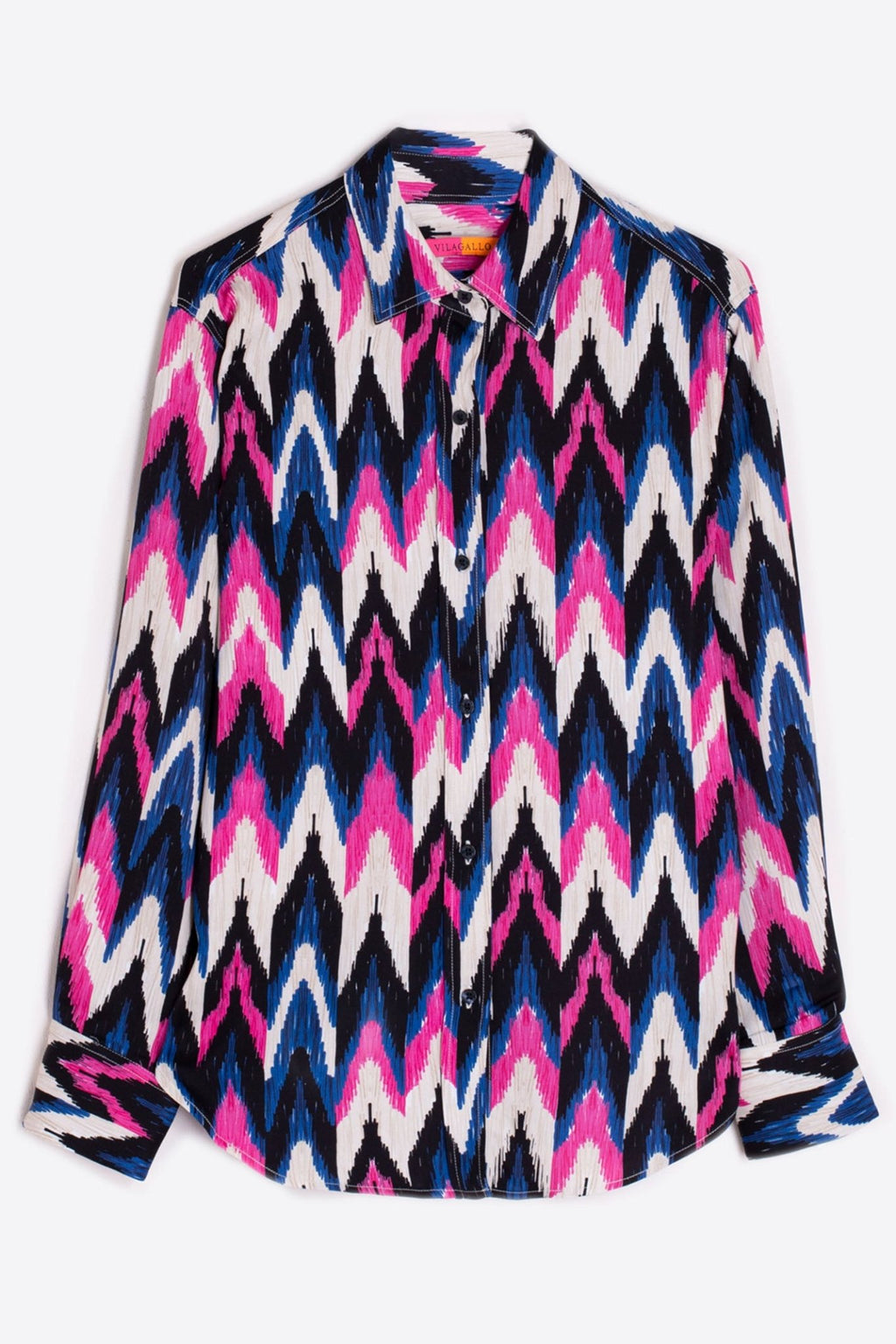 Vilagallo 31819 Blue Pink Ikat Print Shirt - Dotique