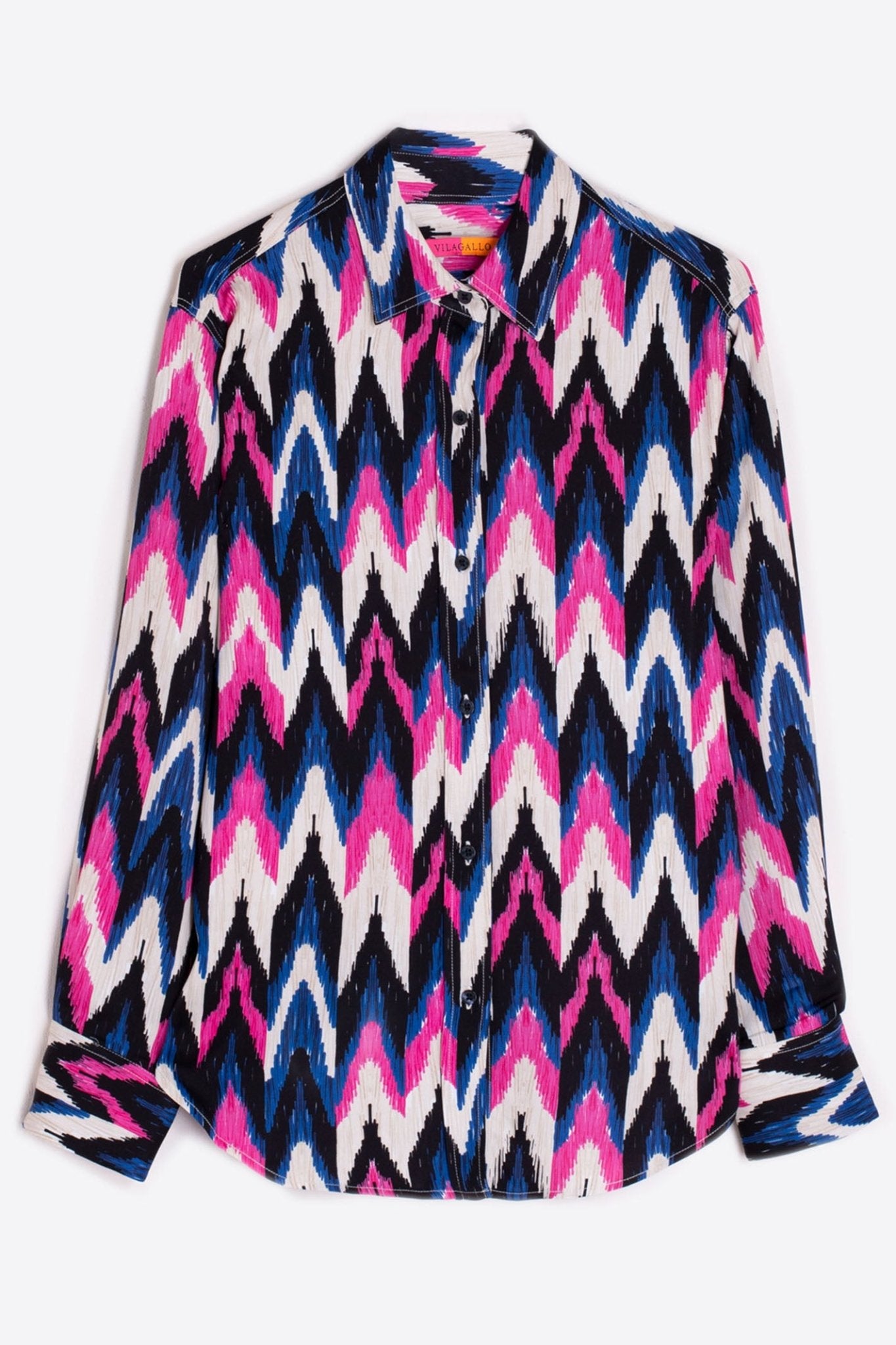 Vilagallo 31819 Blue Pink Ikat Print Shirt - Dotique