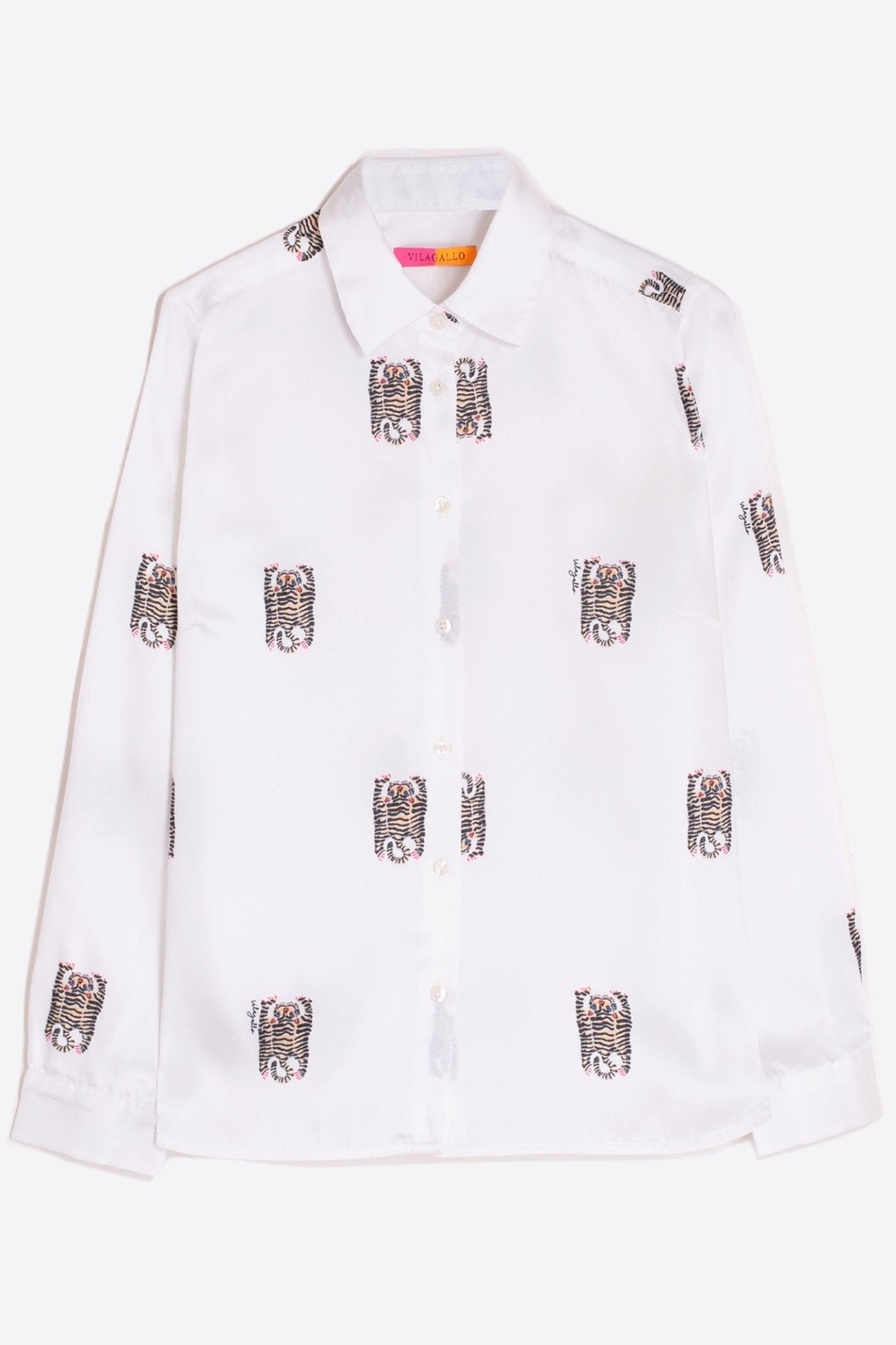 Vilagallo 31845 Tiger Print Crush Shirt by Vilagallo in white with tiger motifs, shop Vilagallo at Dotique