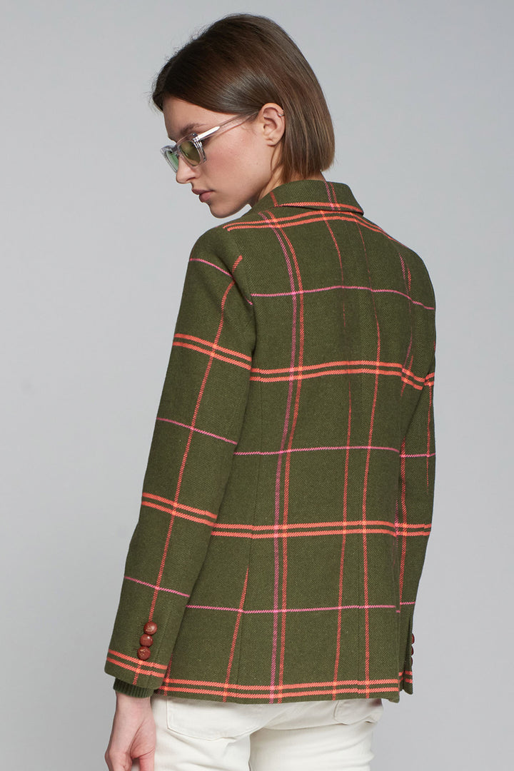 Vilagallo 31862 Green Check One Button Jacket - Dotique