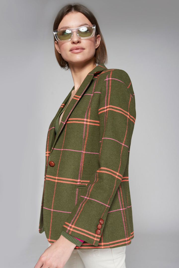 Vilagallo 31862 Green Check One Button Jacket - Dotique