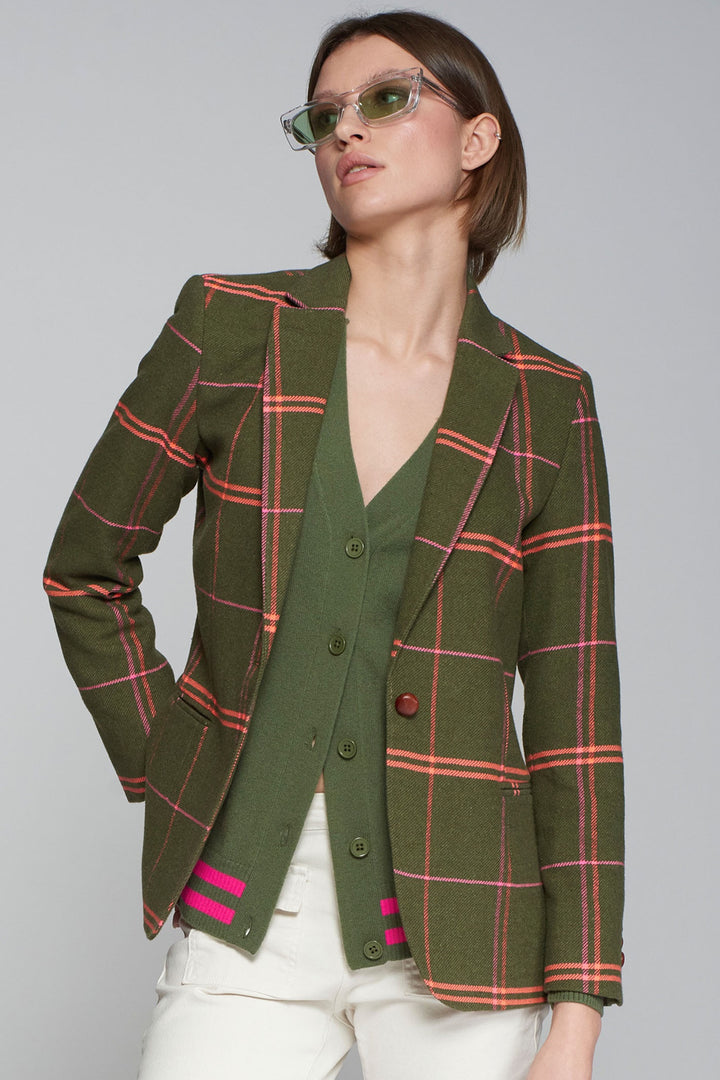 Vilagallo 31862 Green Check One Button Jacket - Dotique