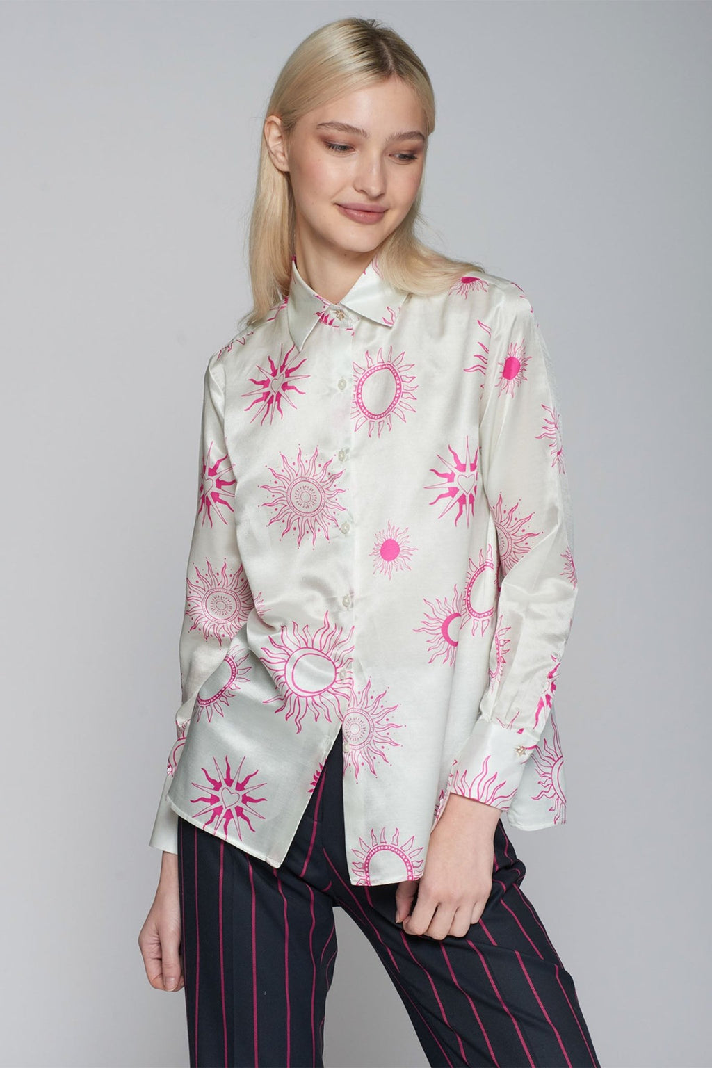 Vilagallo 31871 Astral Printed Silk Cotton Shirt - Dotique - Vilagallo