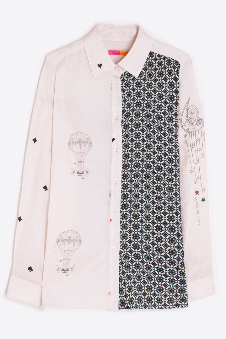 Vilagallo 31931 Cream Balloon Print Shirt - Dotique