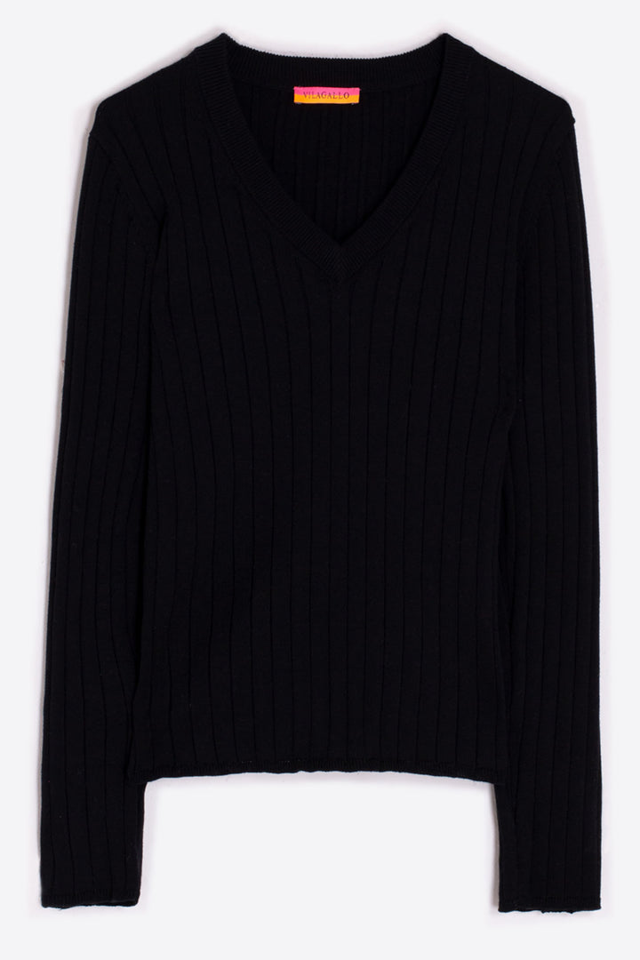 Vilagallo 31961 Black Button Sleeve Jumper - Dotique