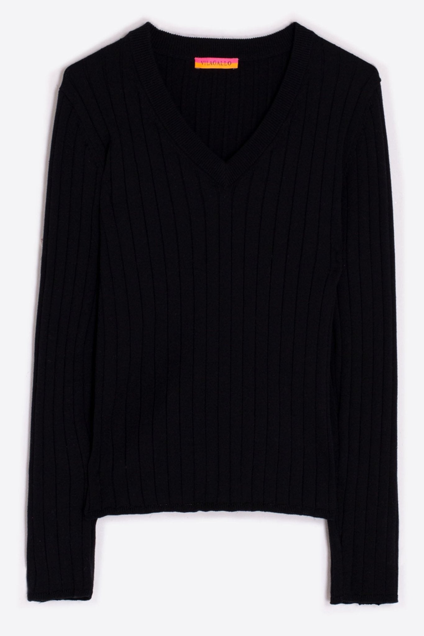Vilagallo 31961 Black Button Sleeve Jumper by Vilagallo, shop stylish knitwear from Vilagallo at Dotique.