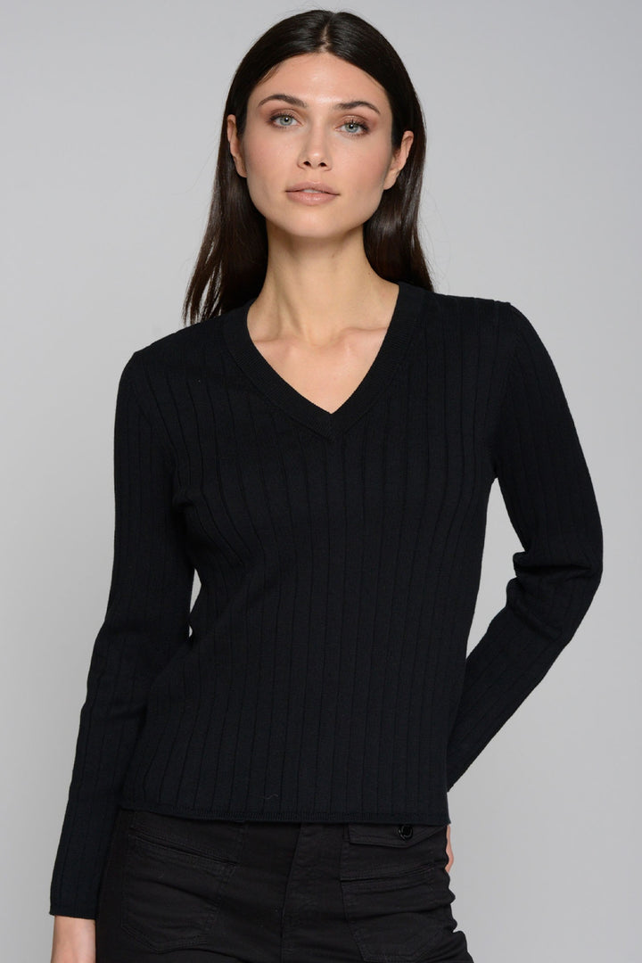 Vilagallo 31961 Black Button Sleeve Jumper - Dotique