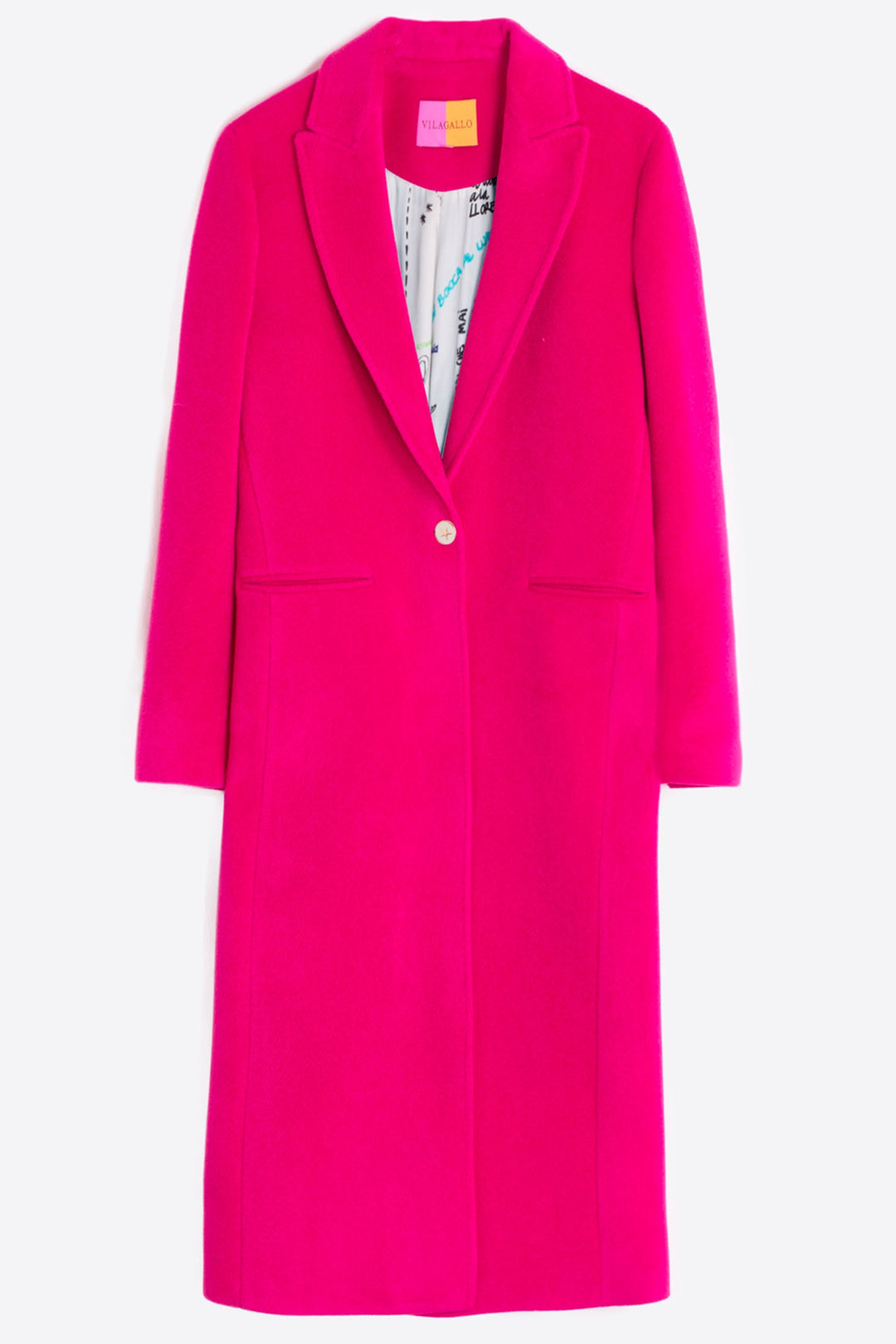 Vilagallo 31966 Pink One Button Coat - Dotique