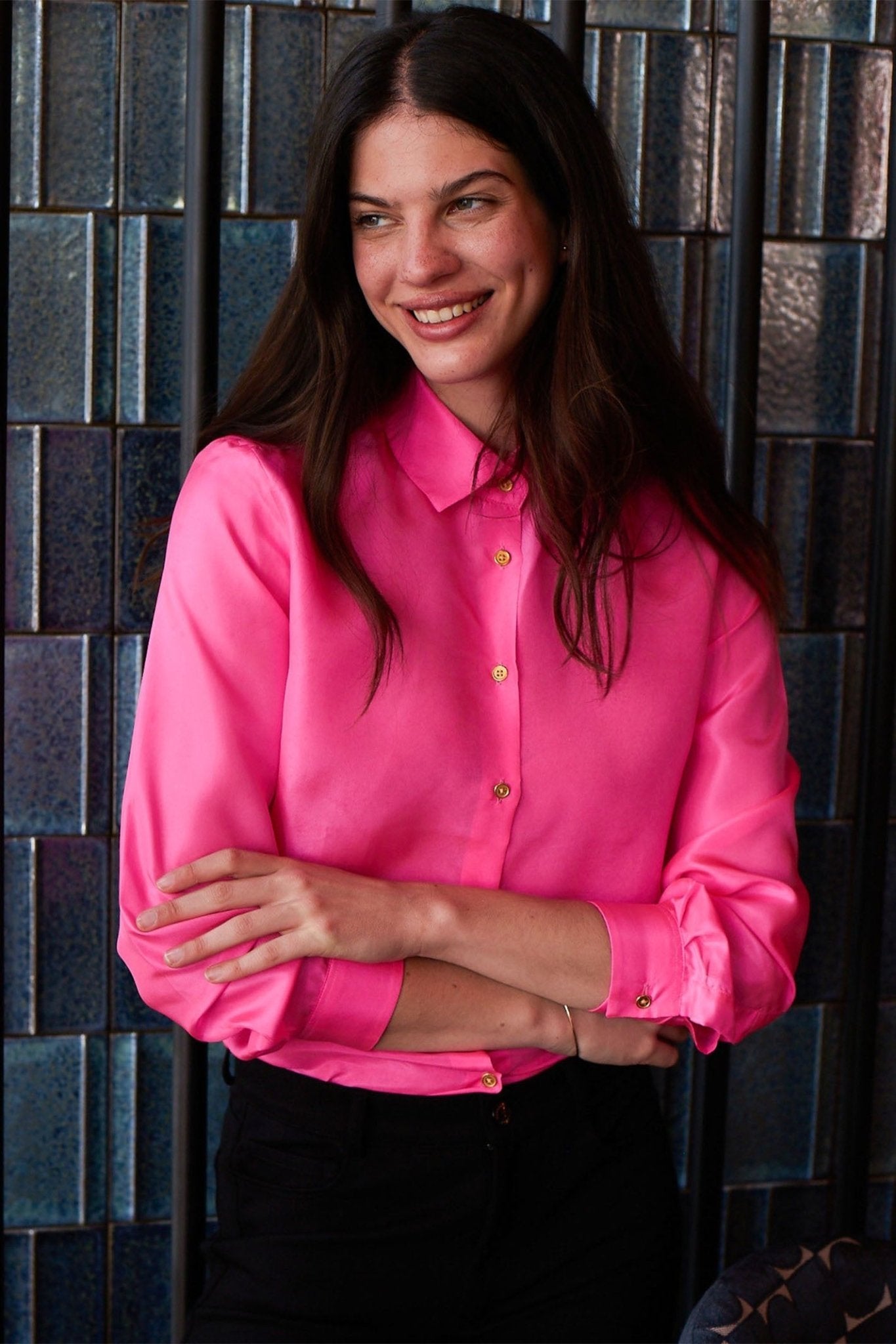 Vilgallo 32064 Seda Rosa Neon Pink Shirt - Dotique