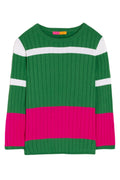 Vilagallo 32132 Knitwear Jersey Colour Block Canale Verde Rosa – Green Ribbed Jersey with Pink and White Stripes by Vilagallo Shop Vilagallo at Dotique