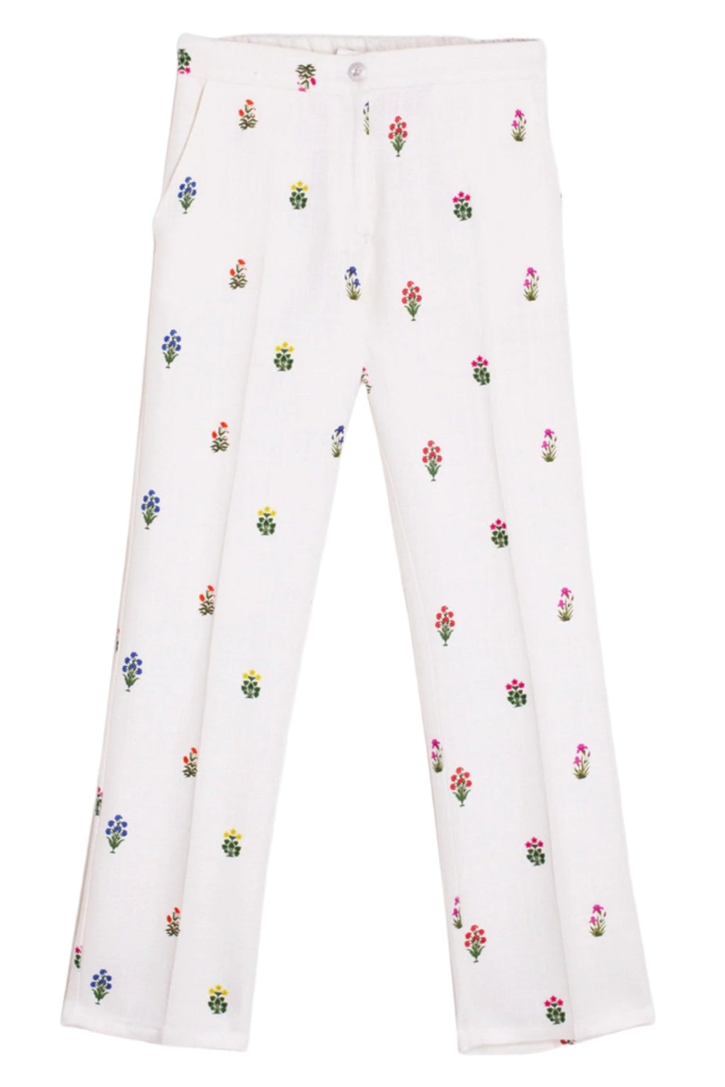 Vilagallo 32266 White Flower Print Trousers - Dotique - Vilagallo
