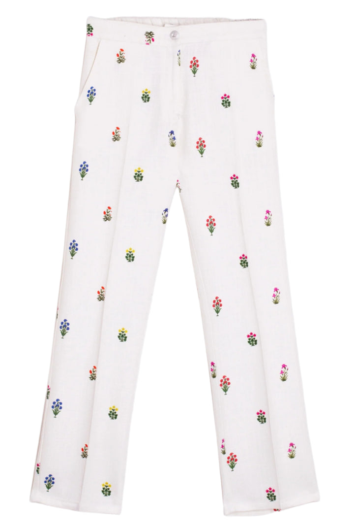 Vilagallo 32266 White Flower Print Trousers