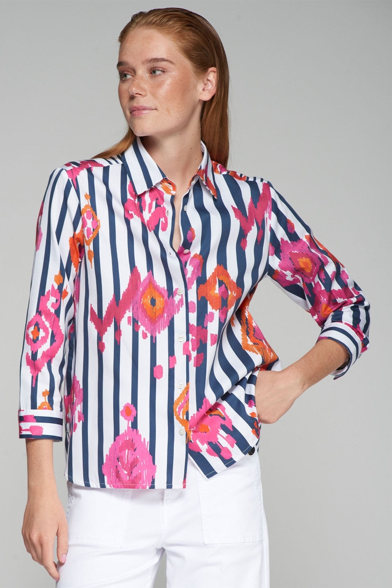 Vilagallo 32294 Ikat Rosa Pink Print Shirt - Dotique - Vilagallo