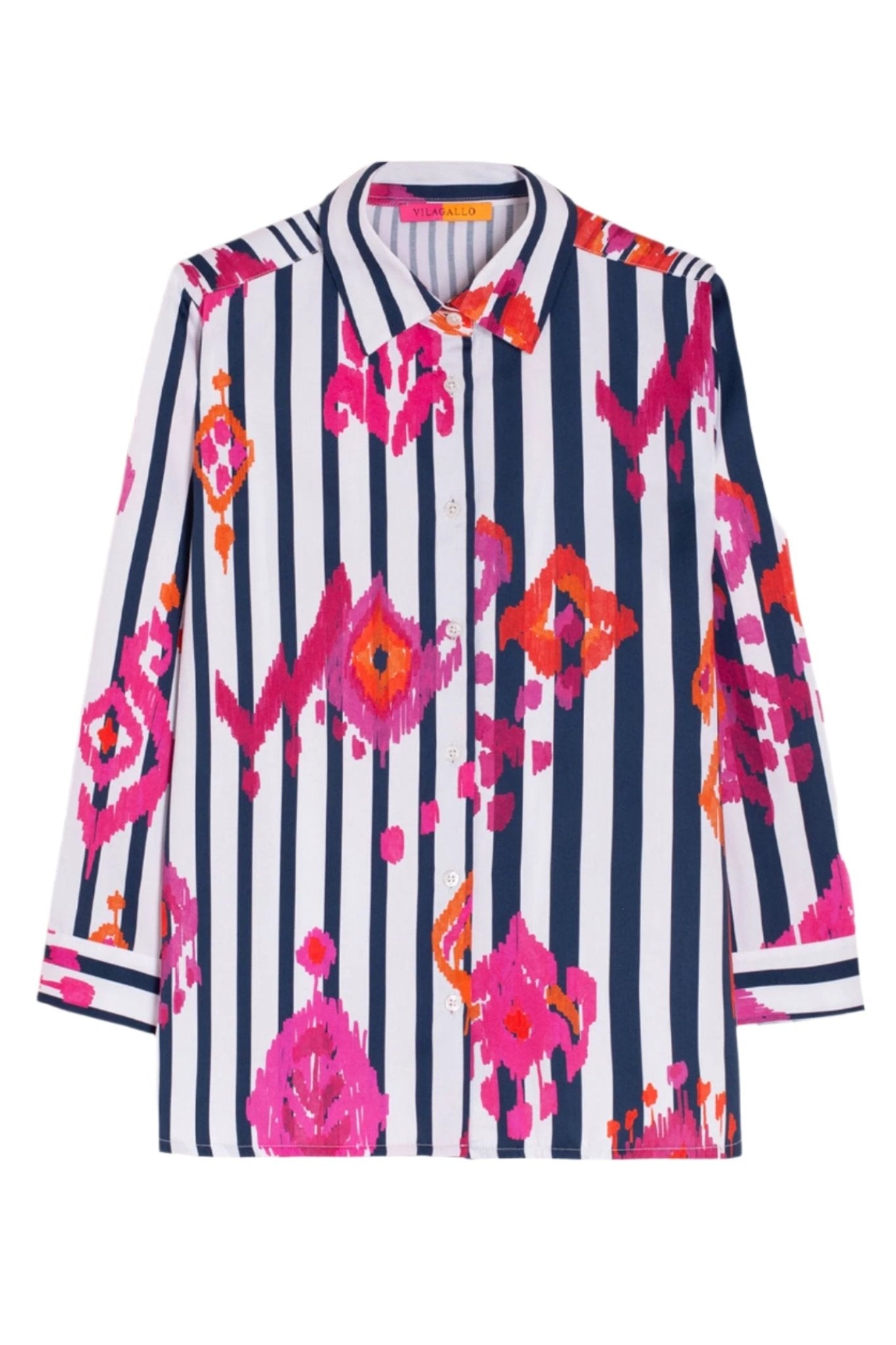 Vilagallo 32294 Ikat Rosa Pink Print Shirt - Dotique - Vilagallo