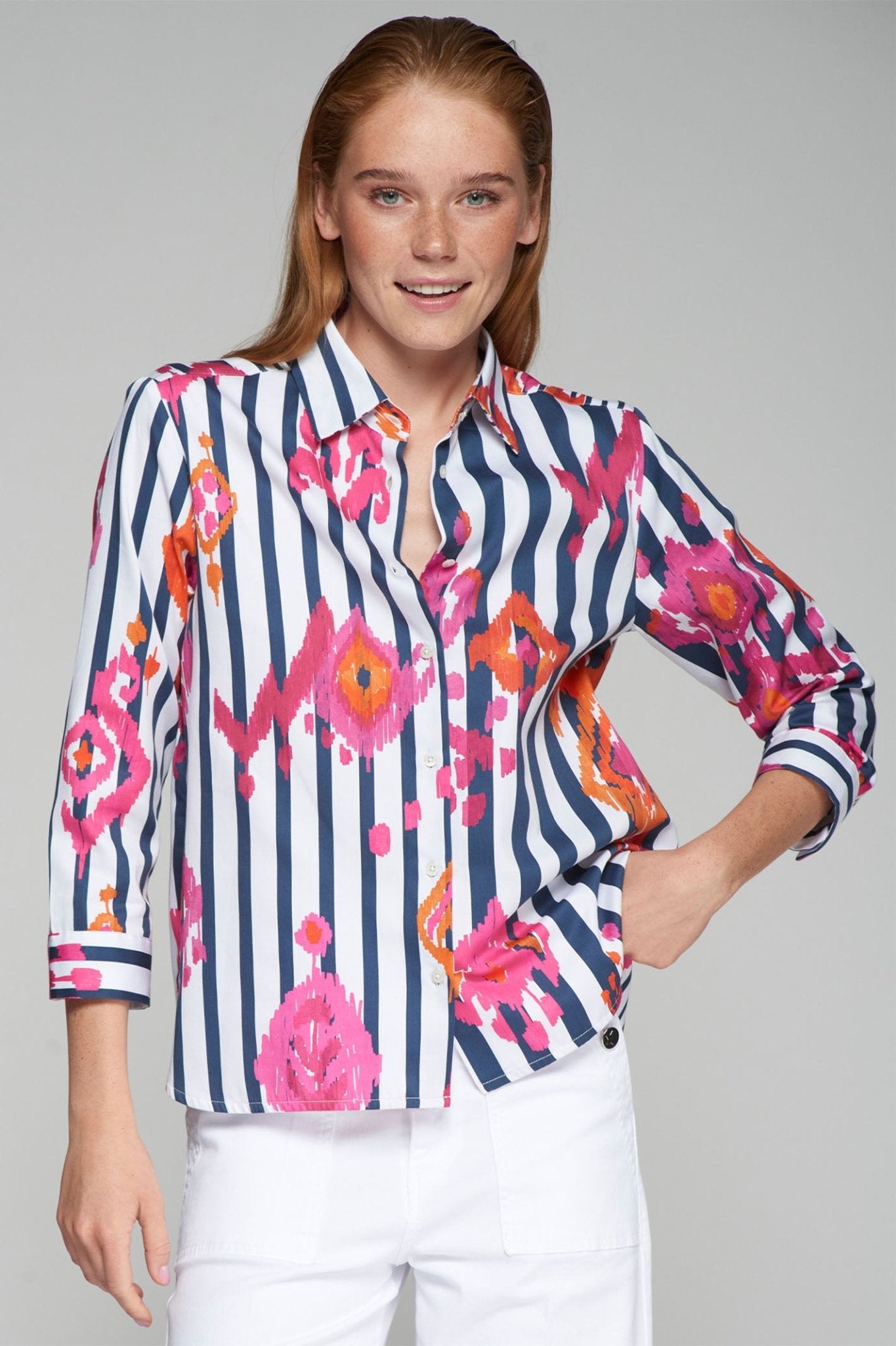 Vilagallo 32294 Ikat Rosa Pink Print Shirt - Dotique - Vilagallo