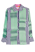Vilagallo 32321 Navy Green Wave Print Shirt - Dotique - Vilagallo