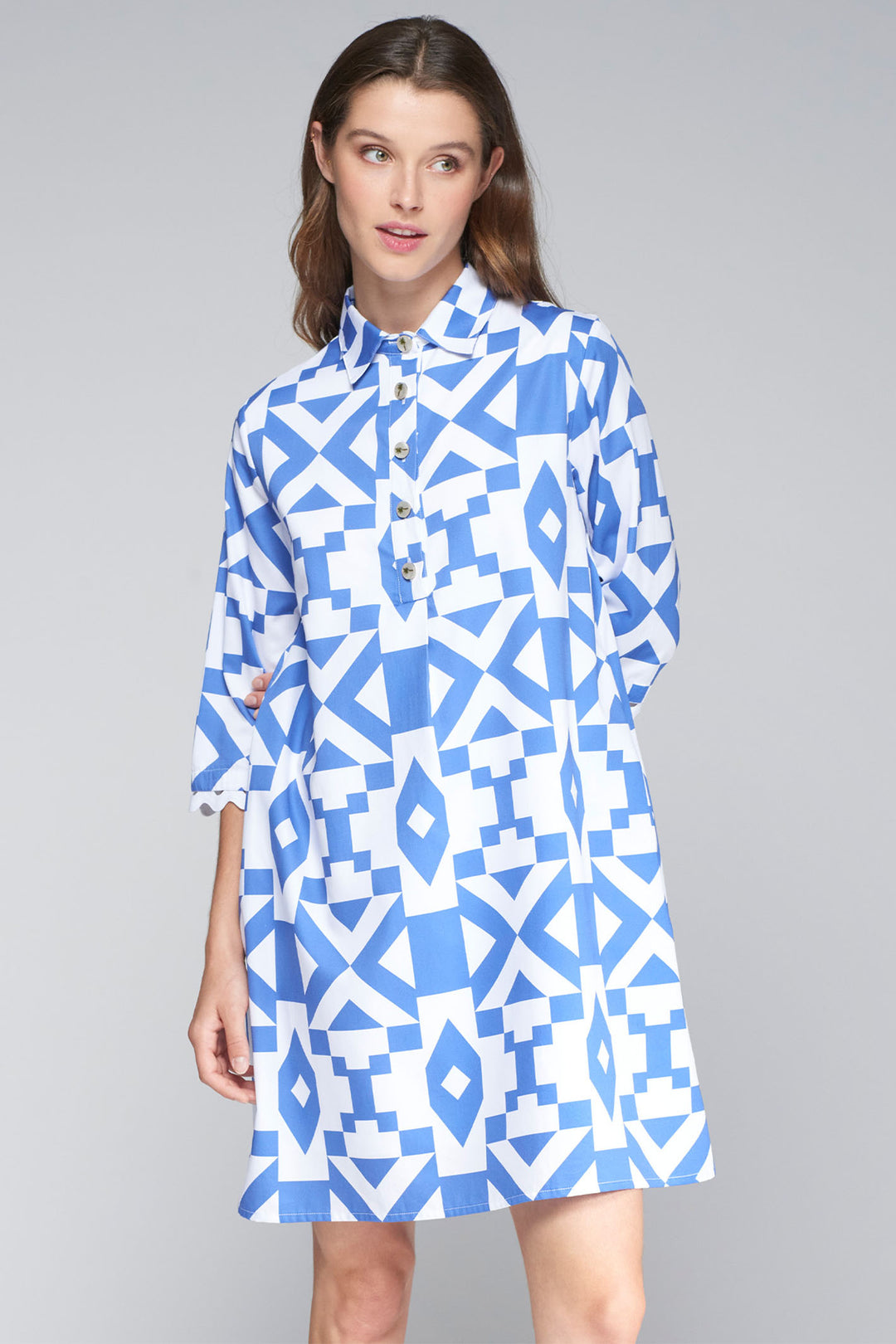 Vilagallo 32337 Blue Geometric Print Dress