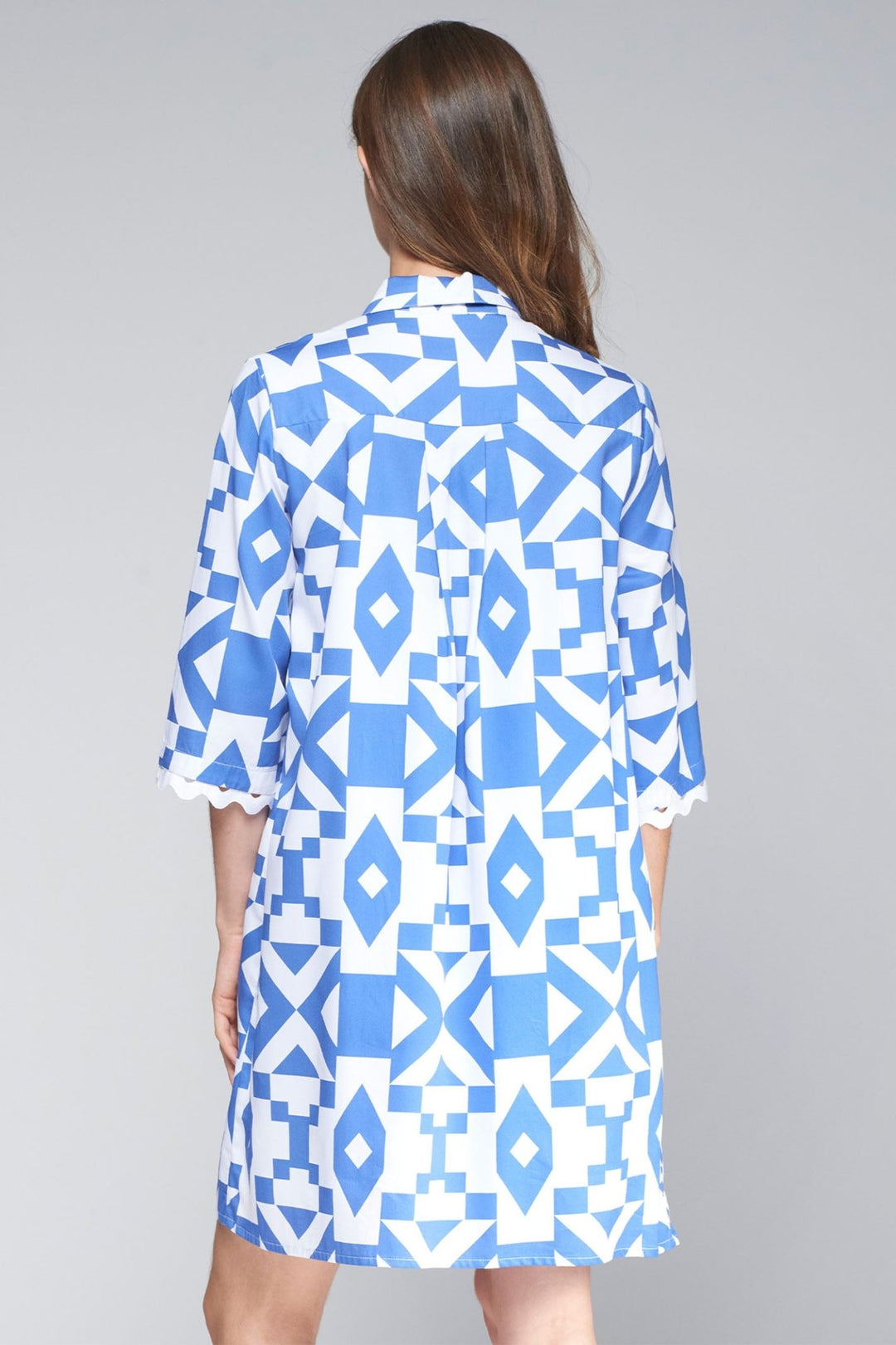 Vilagallo 32337 Blue Geometric Print Dress - Dotique - Vilagallo