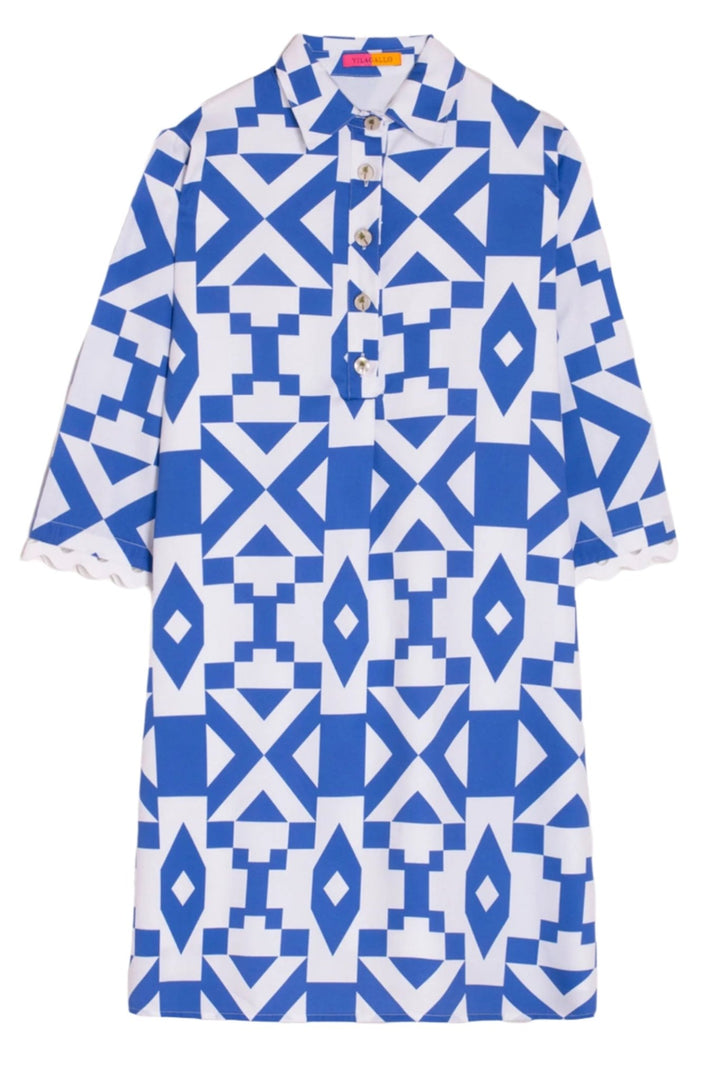 Vilagallo 32337 Blue Geometric Print Dress - Dotique - Vilagallo