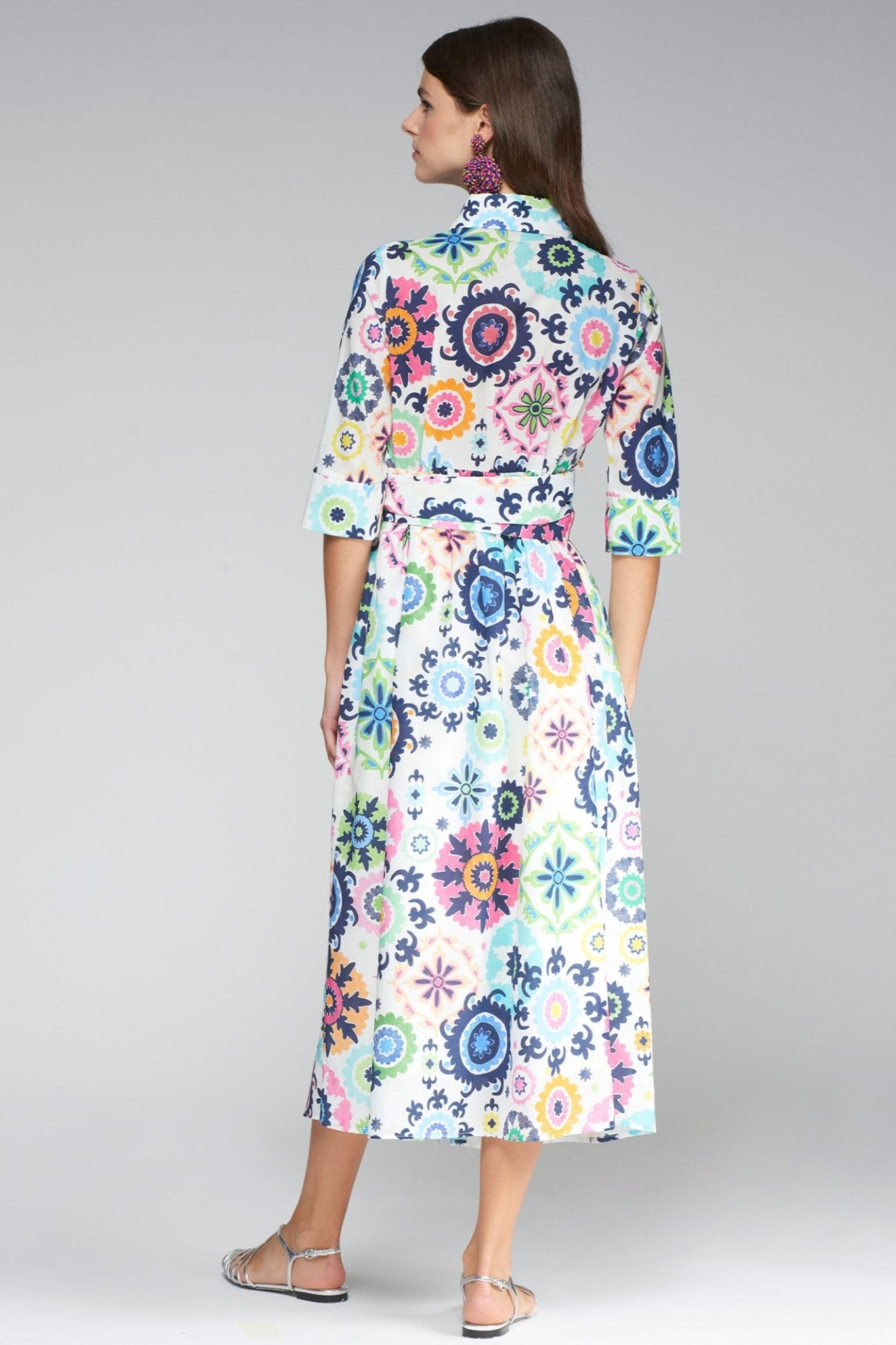 Vilagallo 32371 Multicolour Flower Print Shirt Dress by Vilagallo, shop Vilagallo at Dotique for bold floral fashion.
