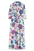 Vilagallo 32371 Multicolour Flower Print Shirt Dress by Vilagallo, shop Vilagallo at Dotique for vibrant styles.