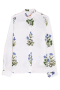 Vilagallo 32388 White Blue Flower Print High Neck Blouse - Dotique - Vilagallo