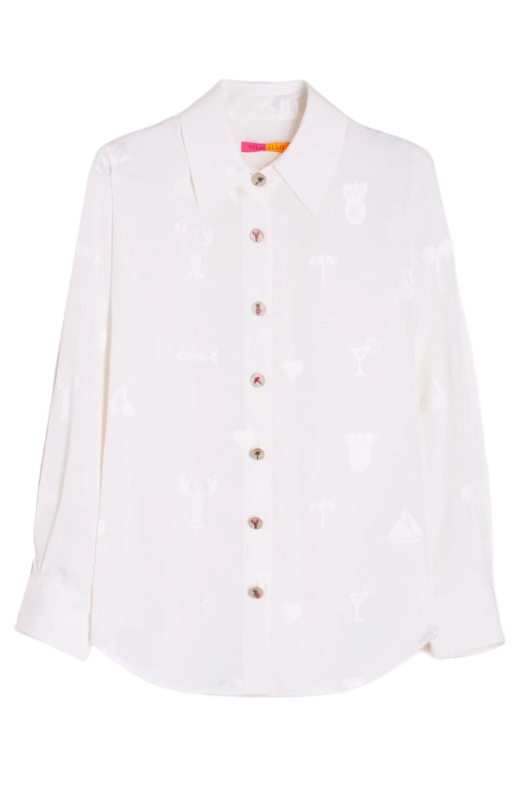 Vilagallo 32455 White Embroidered Holiday Motif Shirt - Dotique - Vilagallo