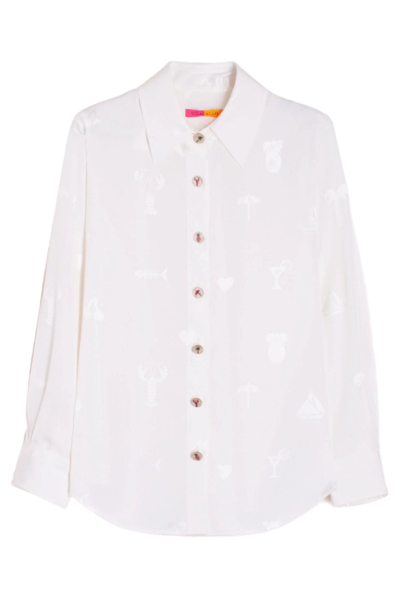 Vilagallo 32455 White Embroidered Holiday Motif Shirt - Dotique - Vilagallo