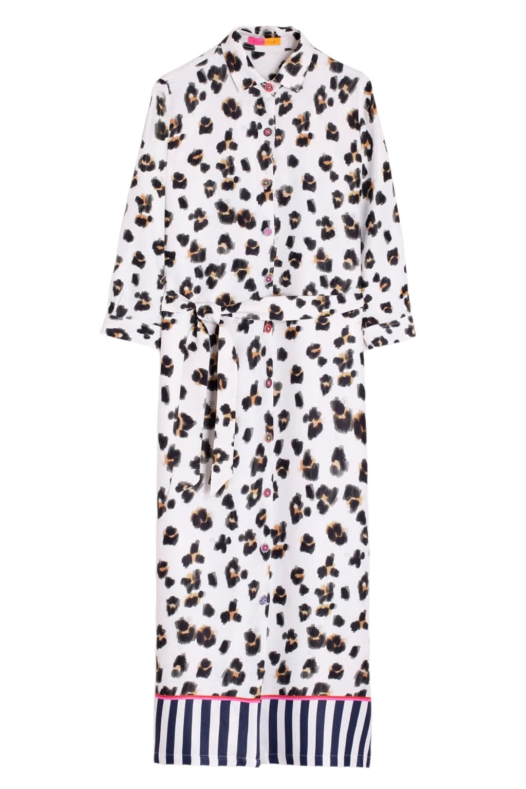 Vilagallo 32468 White Animal Print Block Print Shirt Dress - Dotique - Vilagallo