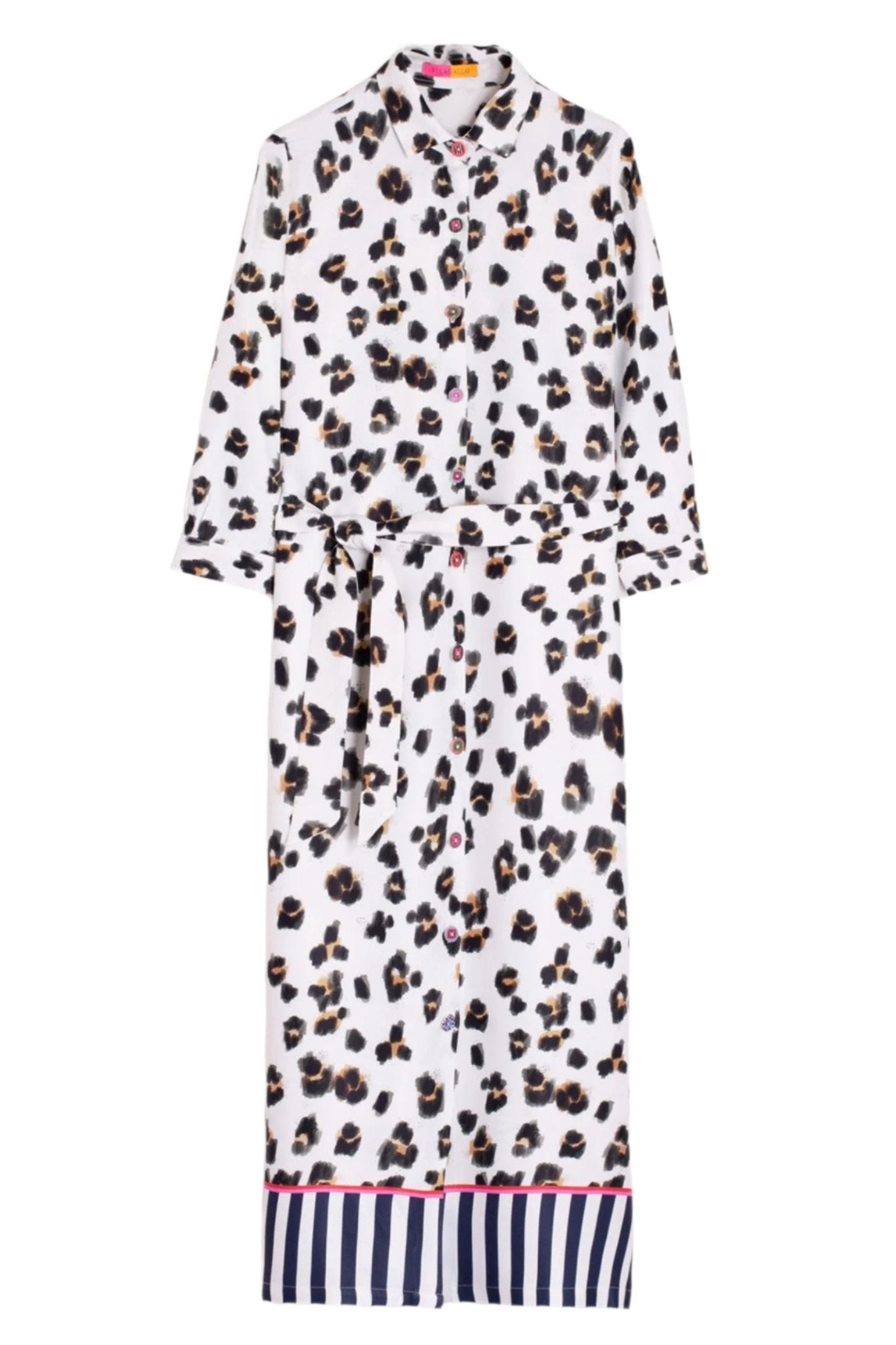 Vilagallo 32468 White Animal Print Block Print Shirt Dress - Dotique - Vilagallo