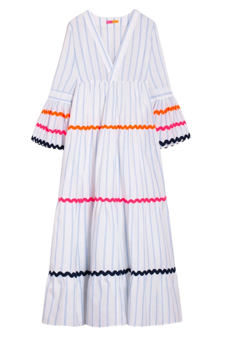 Vilagallo 32505 White Stripe Bell Sleeve Buffet Dress - Dotique - Vilagallo