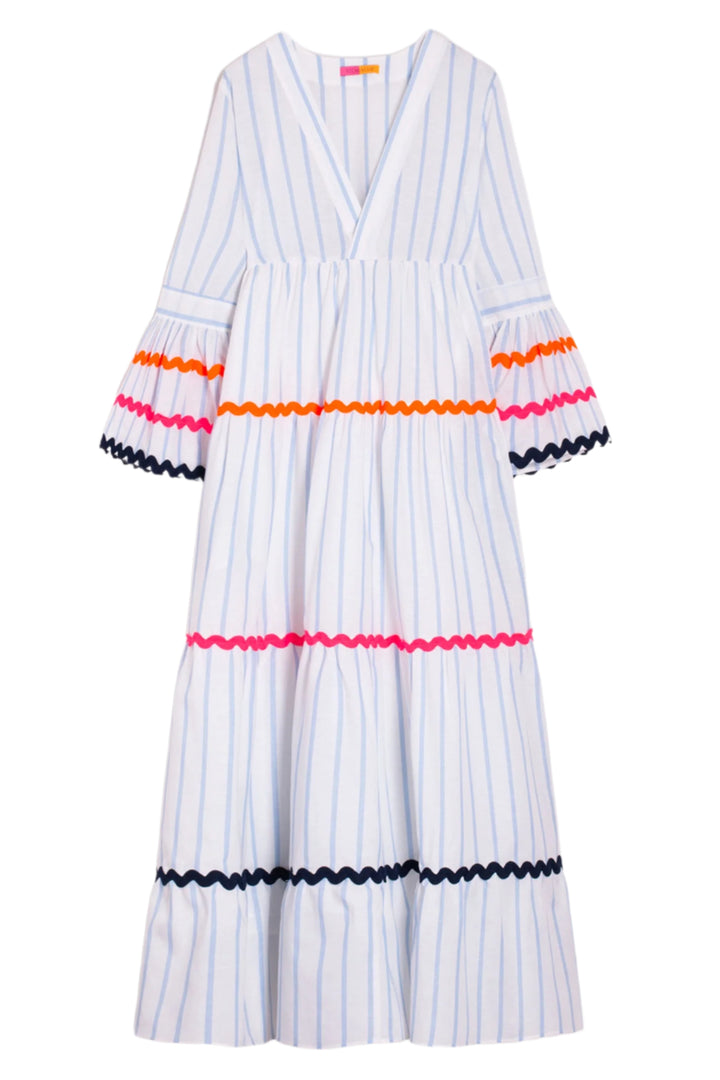 Vilagallo 32505 White Stripe Bell Sleeve Buffet Dress