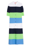 Vilagallo 32540 Blue Green Block Stripe Shirt Dress - Dotique - Vilagallo