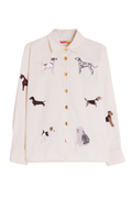Vilagallo 32716 Cream Dog Embroidered Shirt by Vilagallo featuring dog designs, shop Vilagallo at Dotique.