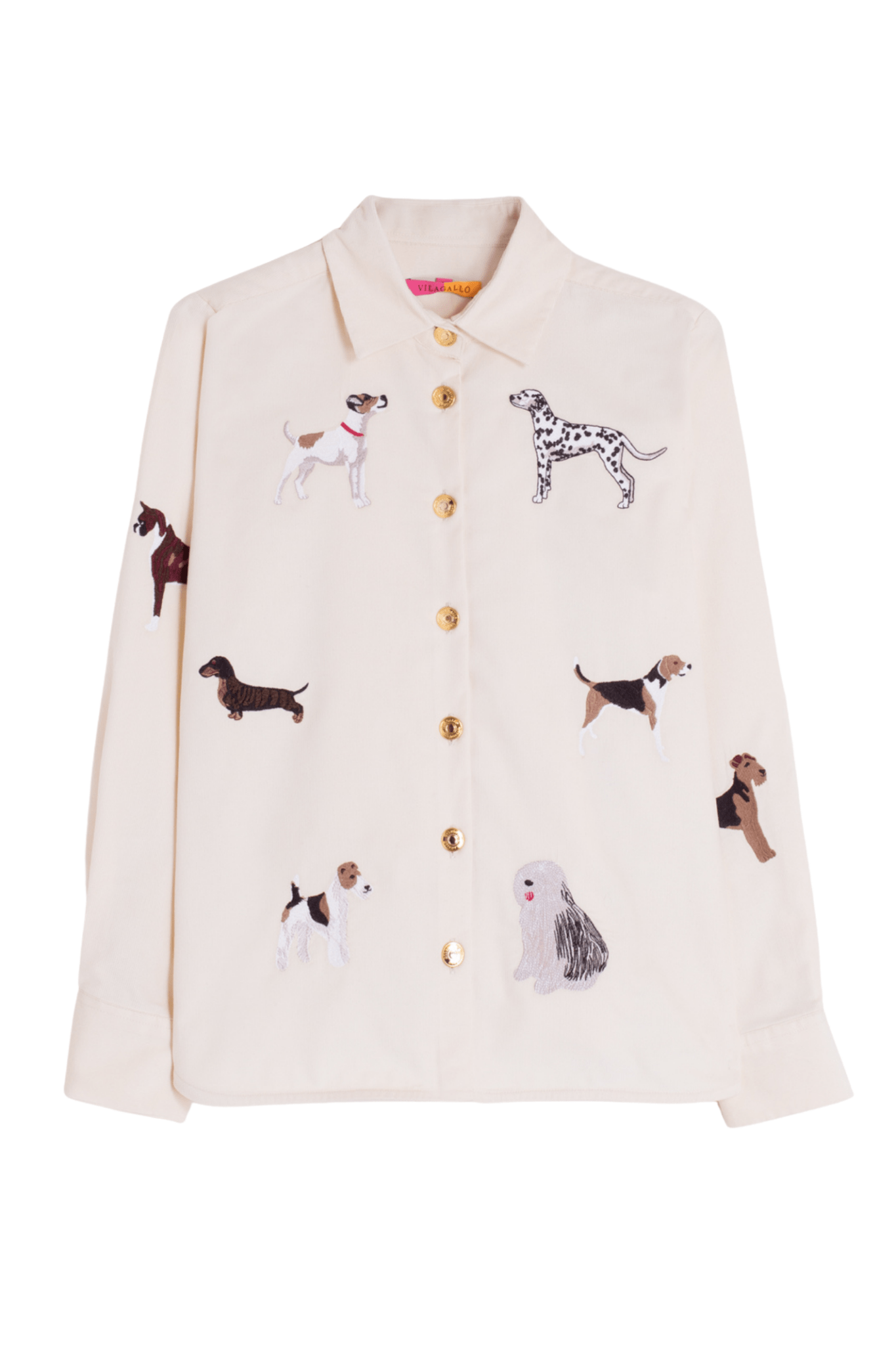 Vilagallo 32716 Cream Dog Embroidered Shirt by Vilagallo featuring dog designs, shop Vilagallo at Dotique.